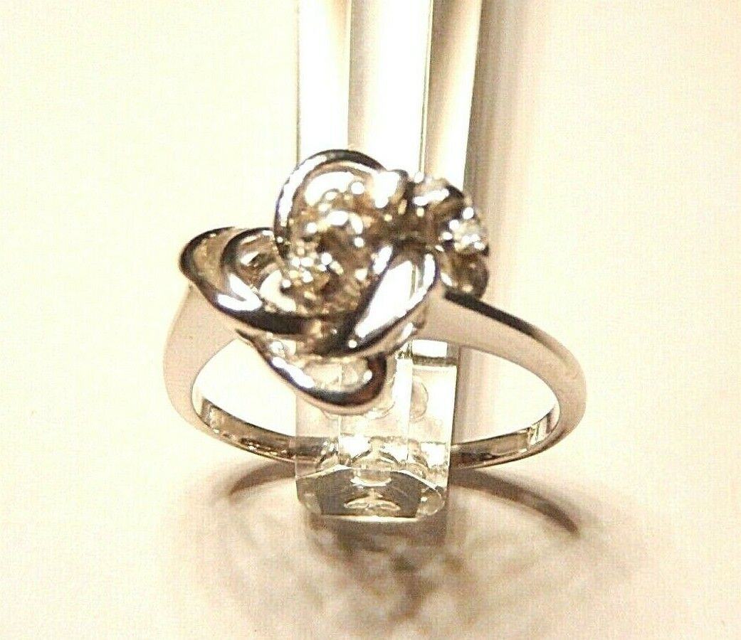 *NEW*  14K WHITE GOLD LADIES FREE FORM DIAMOND RING SIZE 6.5