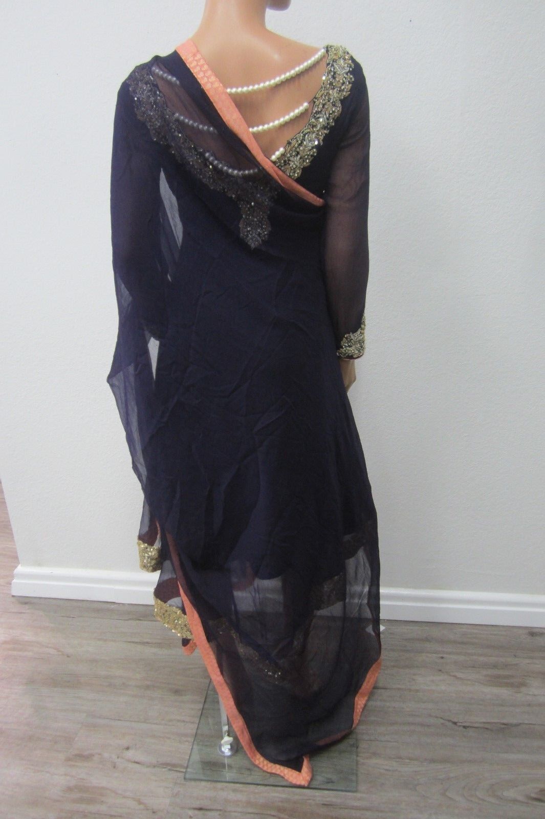 Beautiful Party Evening 2 Pc  Rhinestone Saree Women Fashion Clothing Wrap Sari