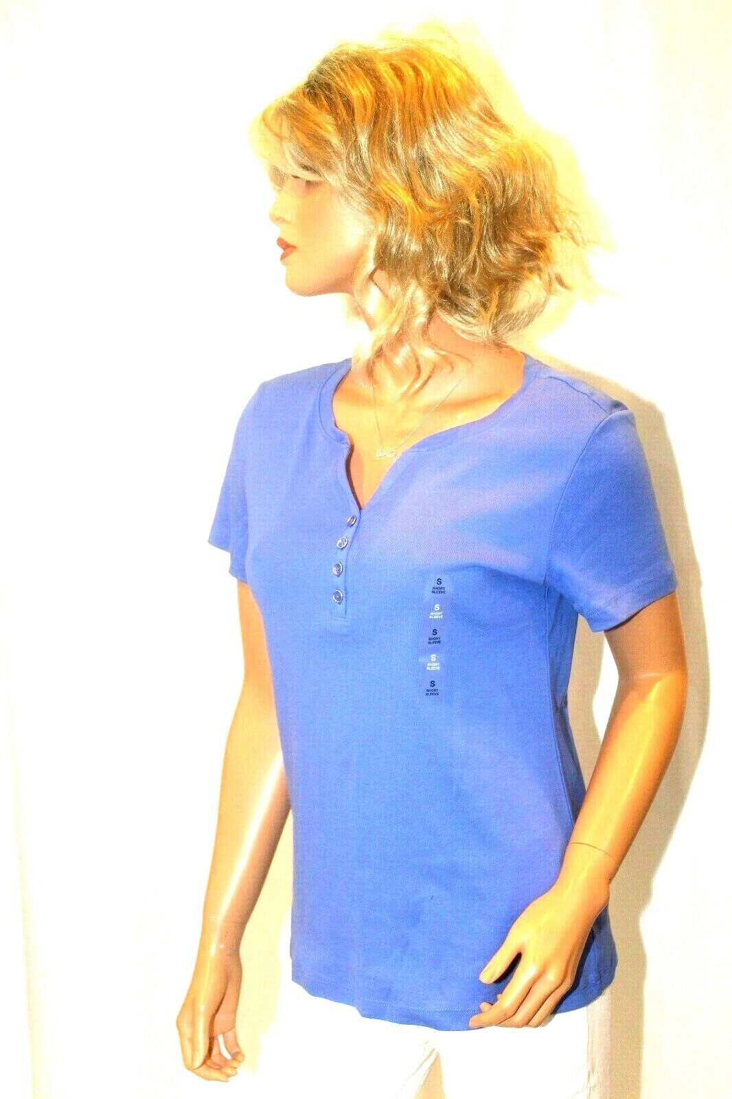 *NWT* KAREN SCOTT  100% COTTON BLUE SHORT SLEEVE TOP SIZE SMALL