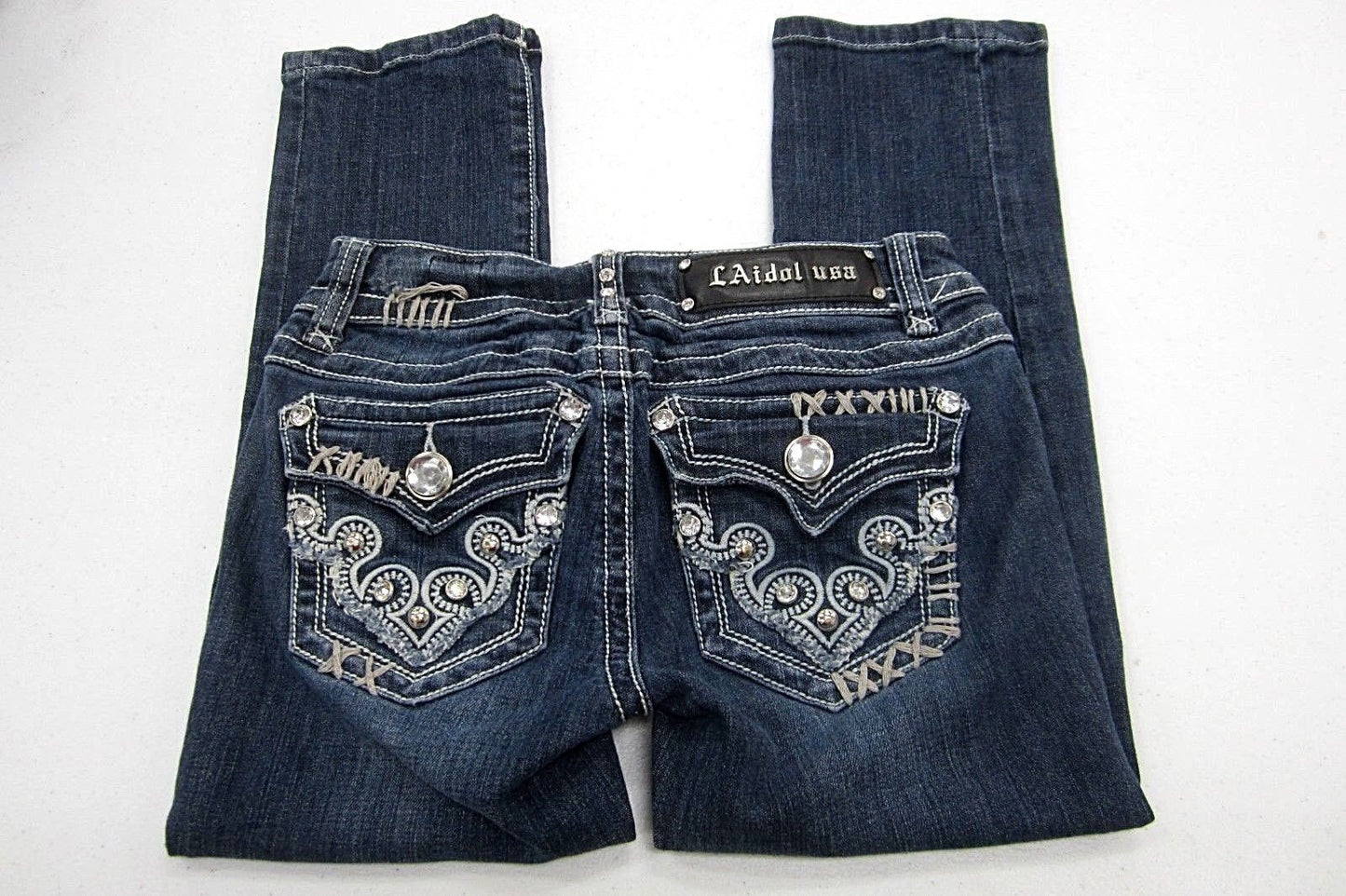 *NICE* Capri Jeans LA Idol Usa Women's  Rhinestone Designed in USA Sz 26 x 18"