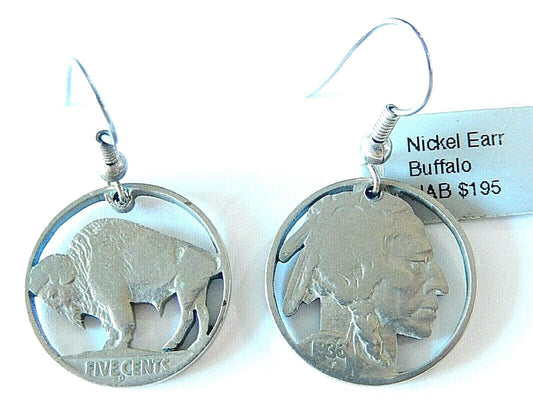 *VINTAGE* Cut-Out Buffalo Nickel Coin Jewelry Ear Rings