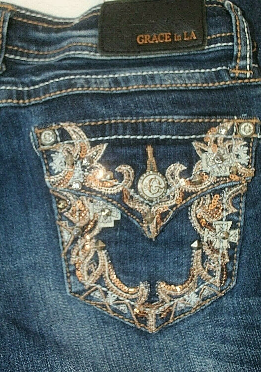 *NWOT* GRACE IN LA Womens Bling Jeans "SUPER CUTE"  Jeans Boot Cut W26 x L28