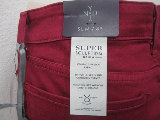 NWT NYDJ Not Your Daughters Jeans Samantha Slim Maroon ponte stretch LEGGINGS 8P