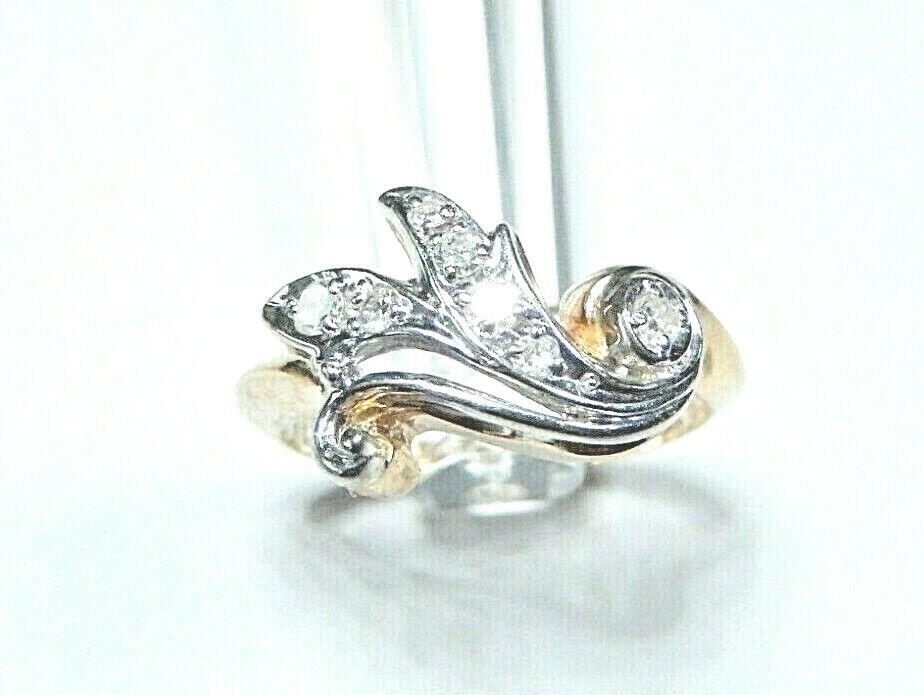 *VINTAGE*  14K Yellow Gold Seven Natural VS Diamond Ring Size 6.5