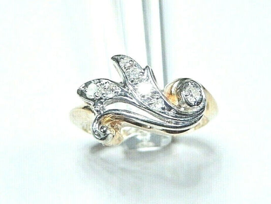 *VINTAGE*  14K Yellow Gold Seven Natural VS Diamond Ring Size 6.5