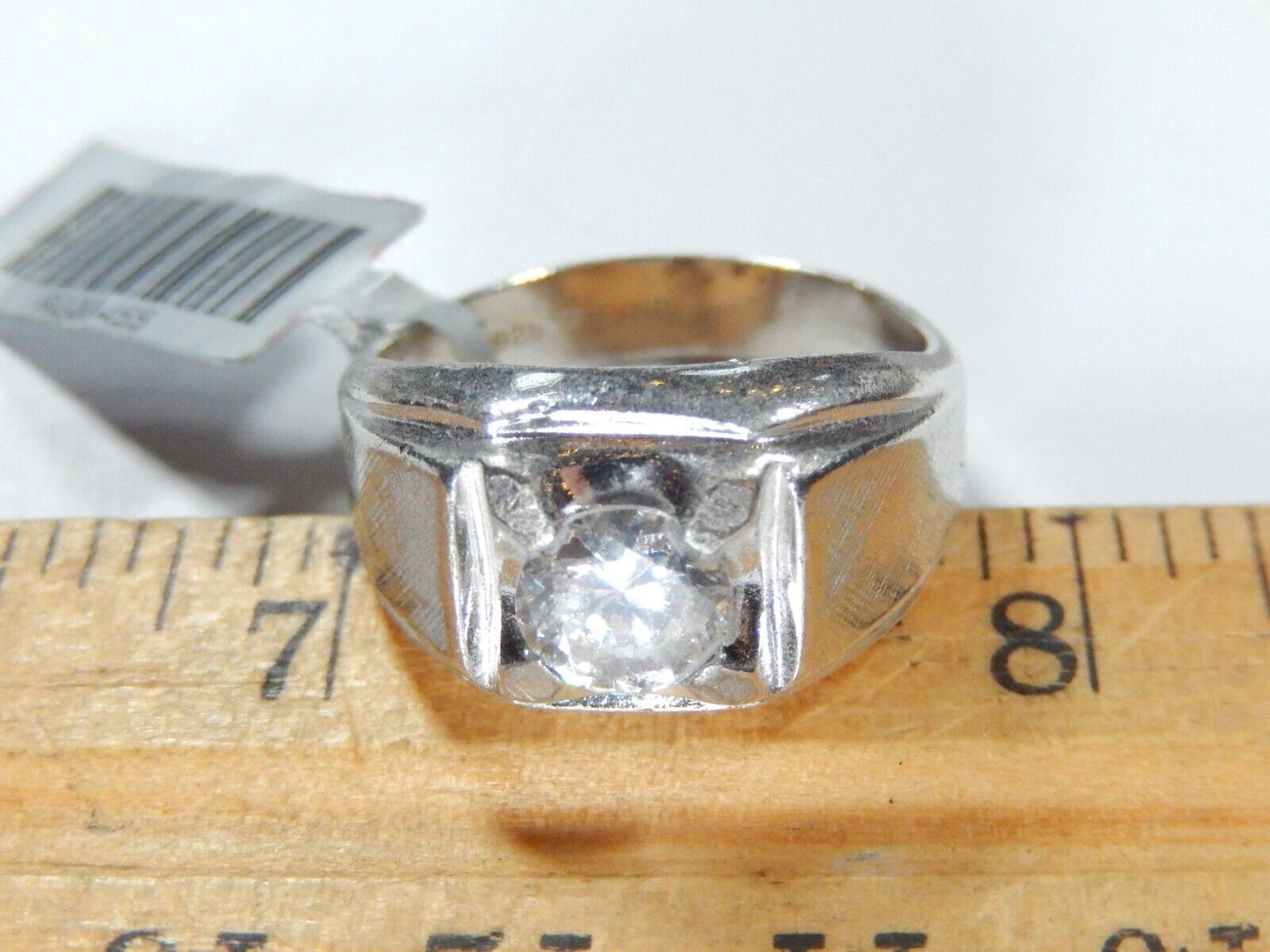 *VINTAGE* Sterling Silver 1.00 CT CZ Round Brilliant Solitaire Men’s Ring Sz 8.5