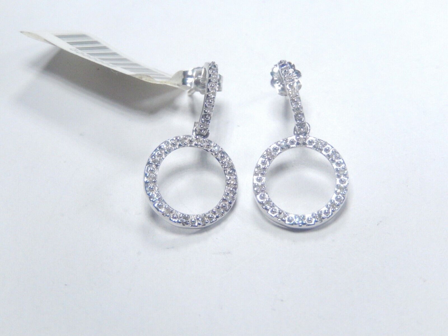 10K White Gold 1/3ct Cluster Diamond Dangle Earrings