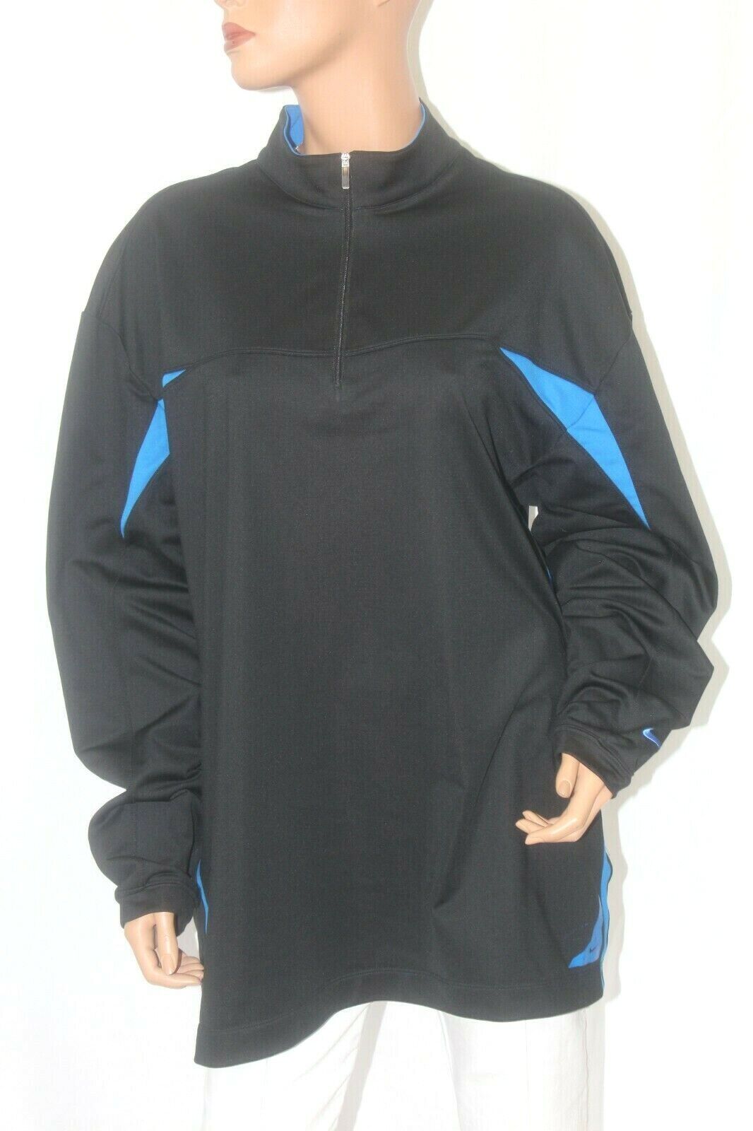 *MINT* NIKE GOLF DRI FIT PULLOVER JACKET 1/4 ZIP BLACK / BLUE SIZE XL