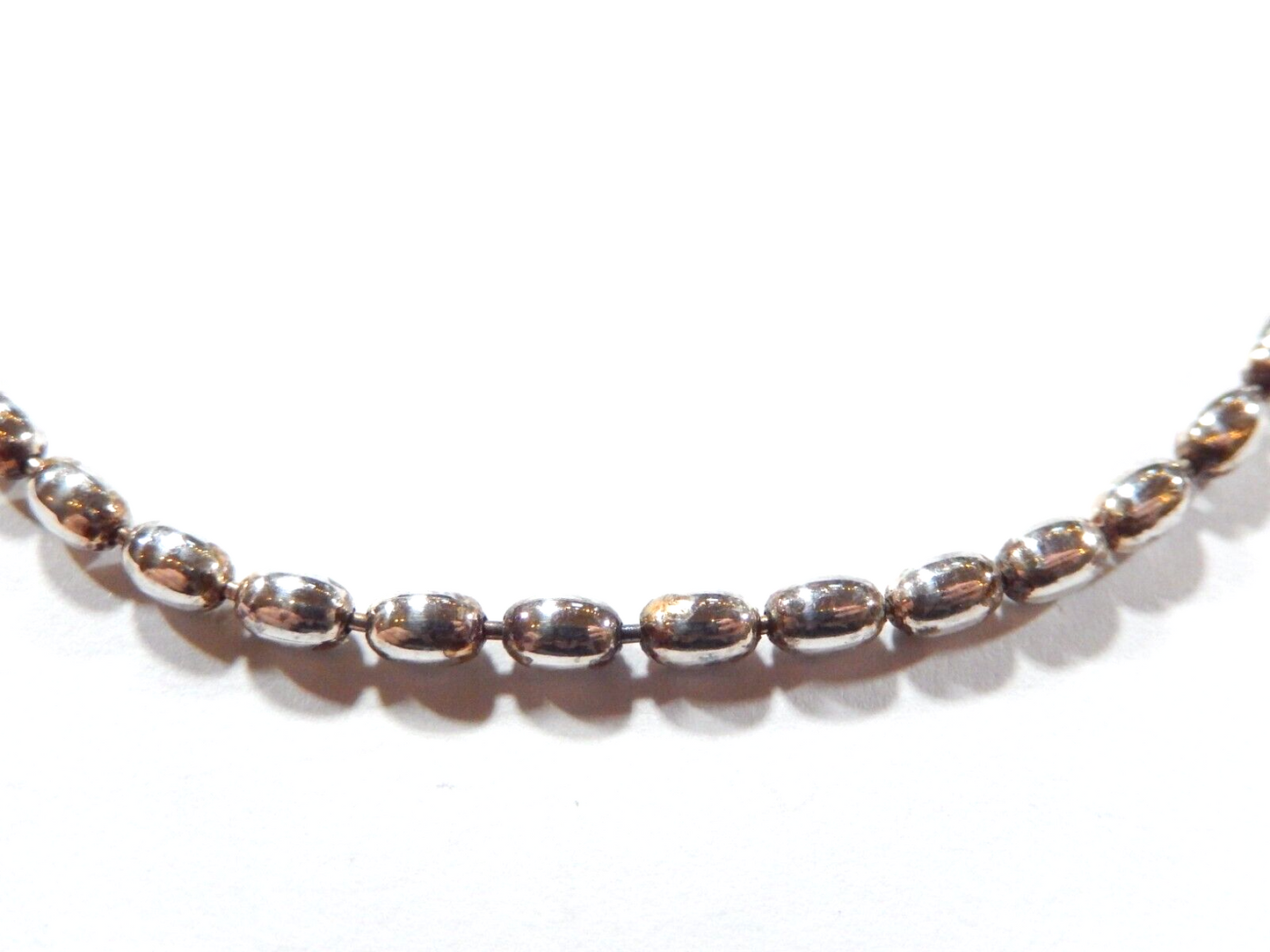 *VINTAGE*   Sterling Silver 3mm Wide Italian Oval Rice Bead Chain Necklace