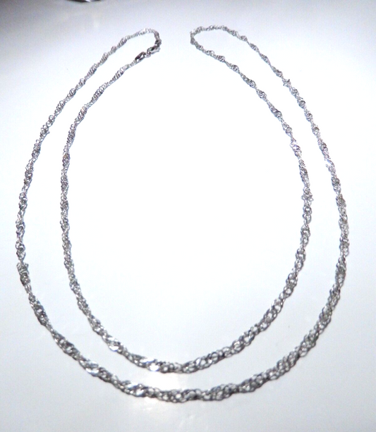 *ITALY* HIGH QUALITY MILOR SOLID 18K WHITE GOLD 32" LENGTH CHAIN 5.0gms