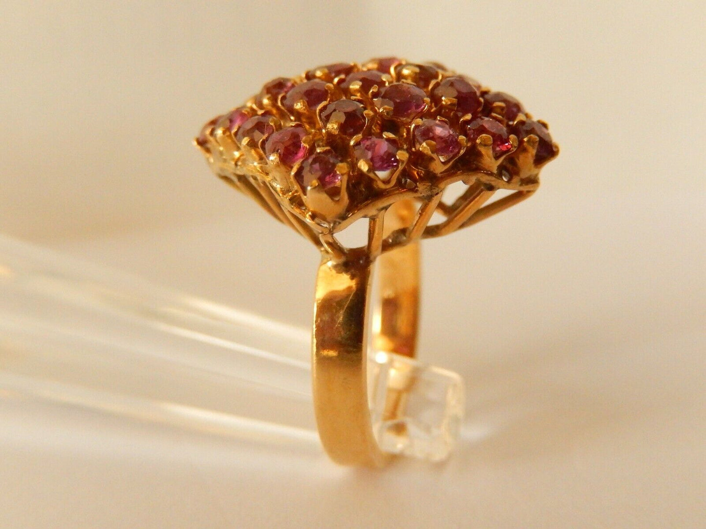 *VINTAGE* 12K Yellow Gold  Huge 25 Stone Amethyst 1.25 CT Unique  Ring Size 7.75