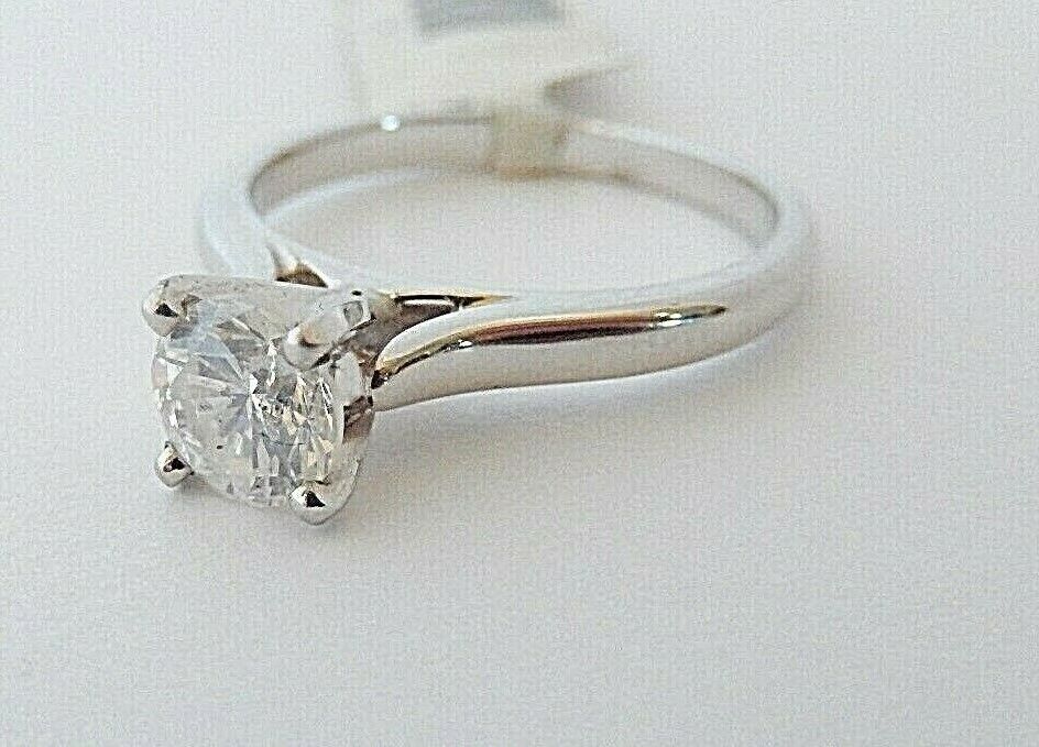 0.82 Ct NATURAL Not Enhanced Diamond Solitaire Ring H/SI1 Round 14K White Gold