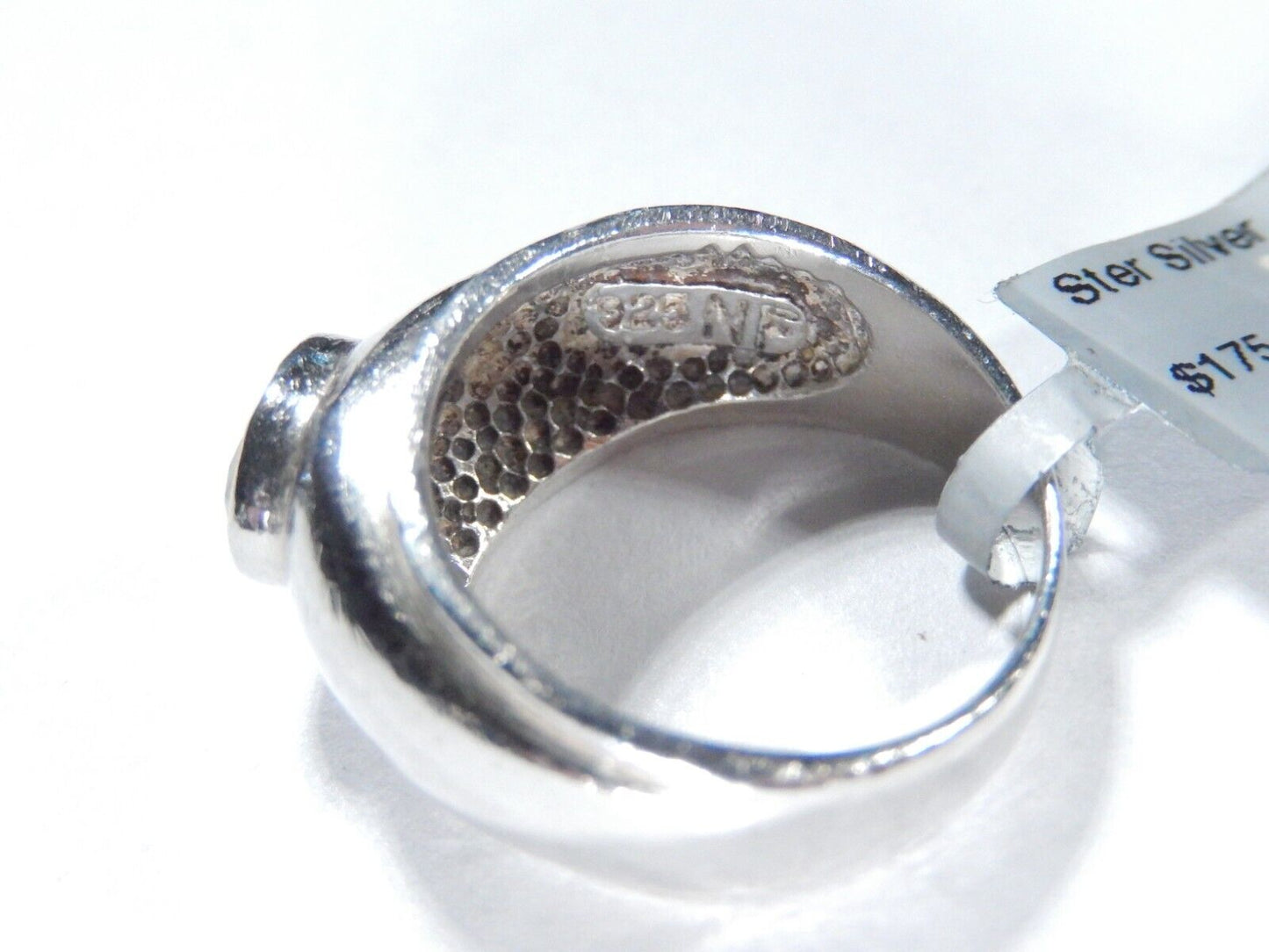 *VINTAGE*  Sterling Silver  3/4 CT Solitaire CZ Womens Dome Band/Ring: Size 7