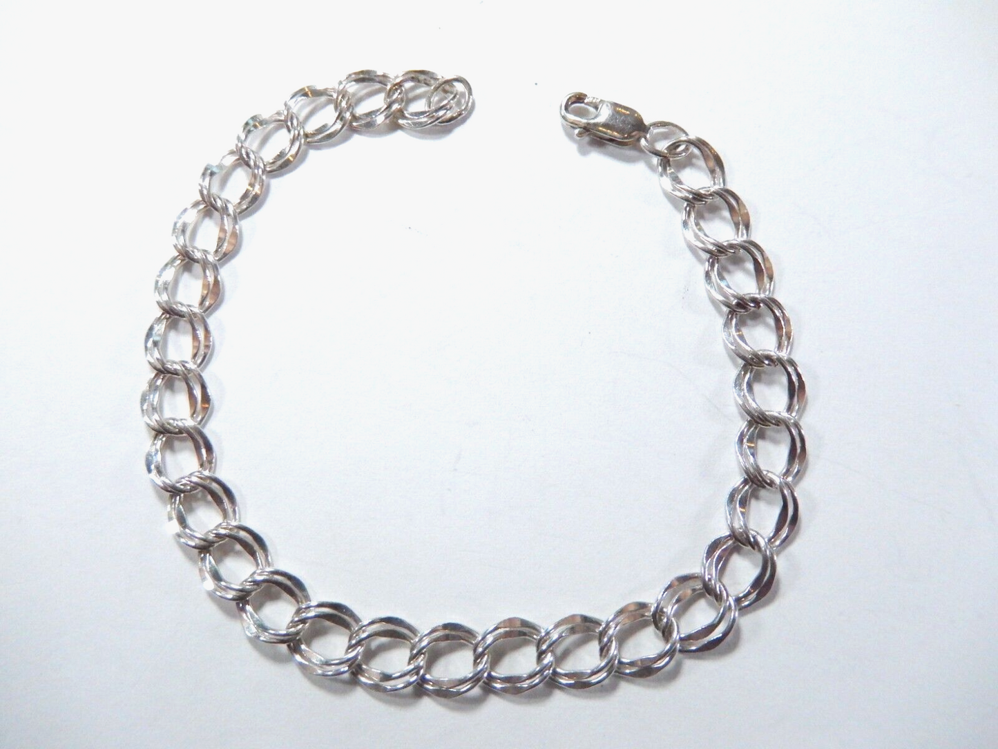 *VINTAGE*  Sterling Silver Double Link Charm Bracelet - 7"