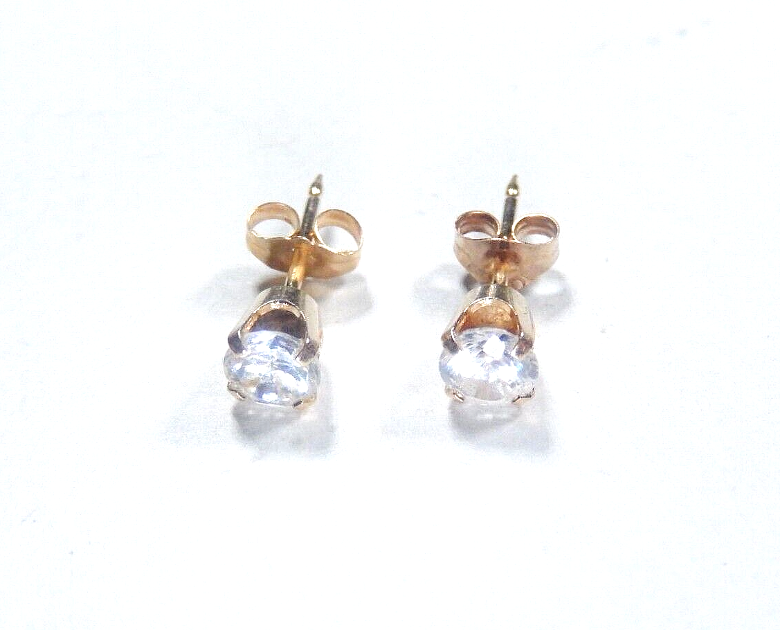 14K Yellow Gold .50CT Round Solitaire Cubic Zirconia Push Back Ear Stud Earrings
