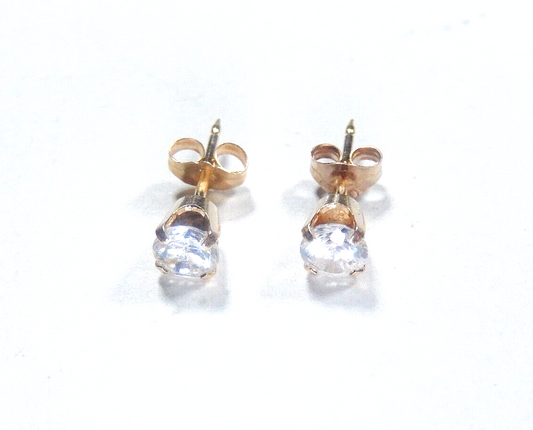 14K Yellow Gold .50CT Round Solitaire Cubic Zirconia Push Back Ear Stud Earrings