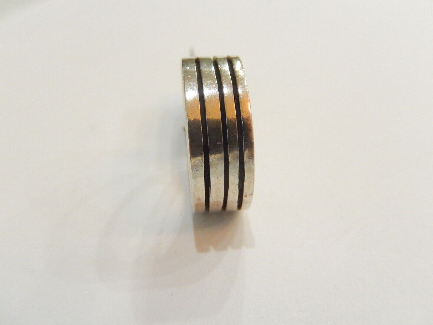 *VINTAGE*  Mexico  Sterling Silver Modernist 8mm Wide Band Ring Size 8