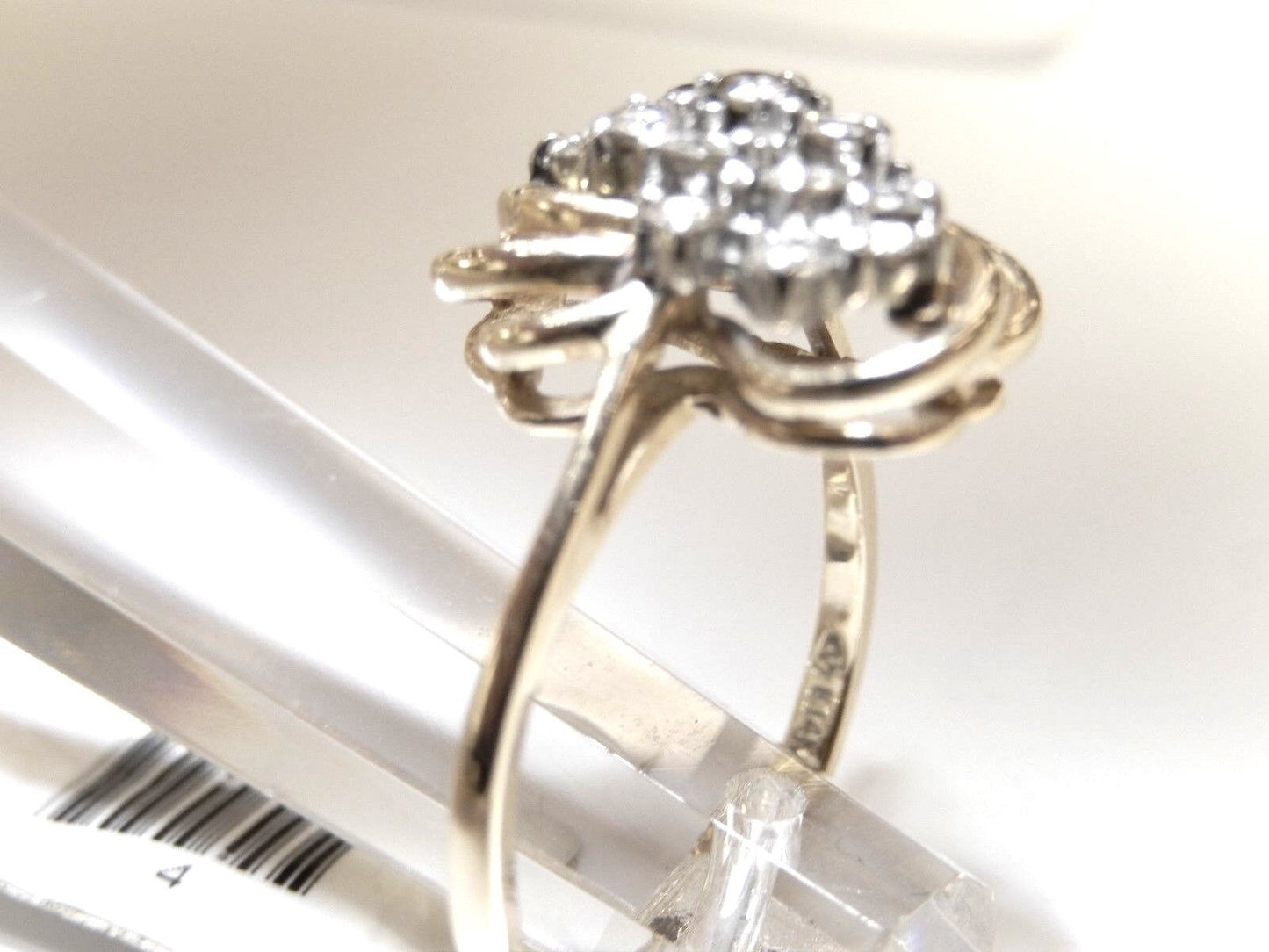 14k Solid Yellow Gold 2/3CT Natural Diamond Cluster Cocktail Ring ~ Size 7.75