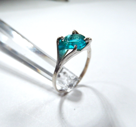 *VINTAGE*  2.00 CT  Blue Topaz Gemstone Solitaire 925 Sterling Silver Ring Sz 6