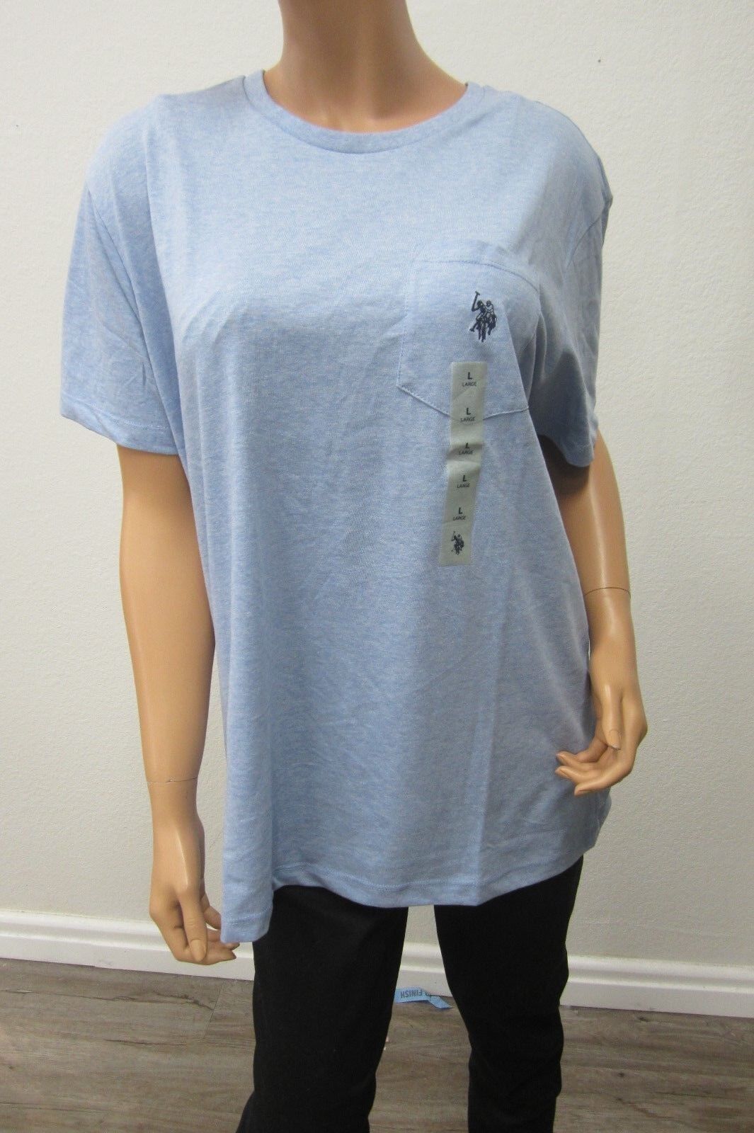 *NWT* US Polo Assn Unisex L Short Sleeve  Light Blue Pullover Pocket T-Shirt