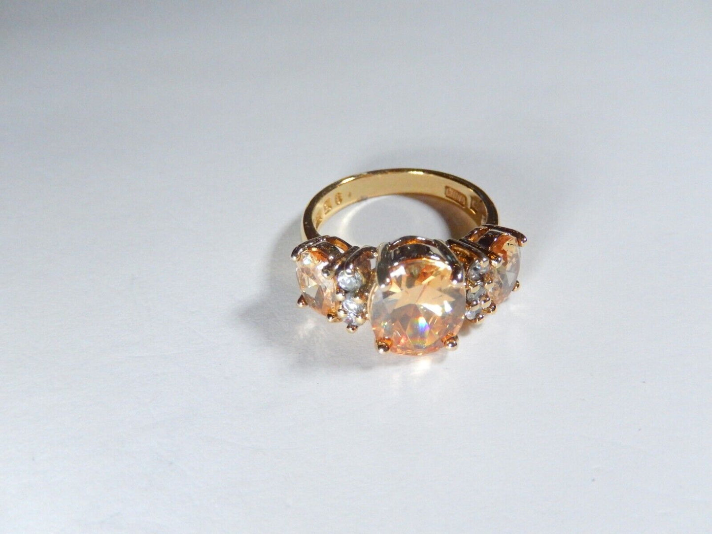 *VINTAGE*  18K Gold  VERMEIL Sterling CZ AND 3.0 CT CITRINE RING SIZE