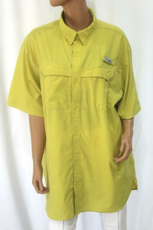 Columbia PFG Omni-Shade Yellow Vented Fishing Shirt Men's Large