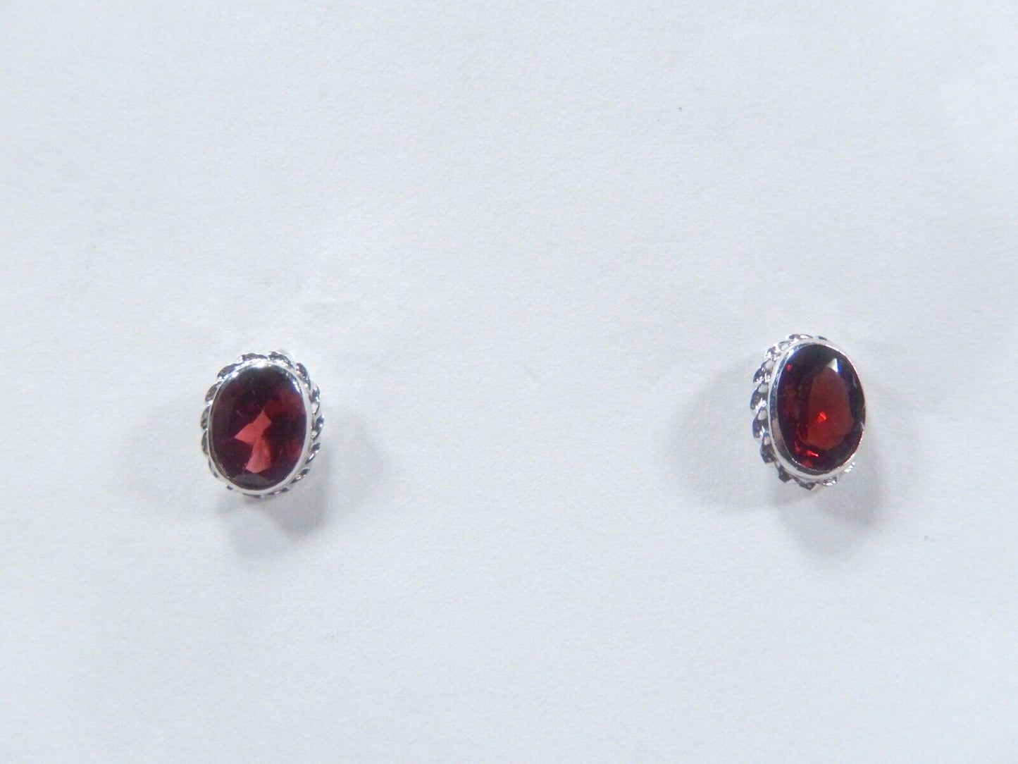 14K White Gold 2.50 CT Oval Garnet Stud Earrings