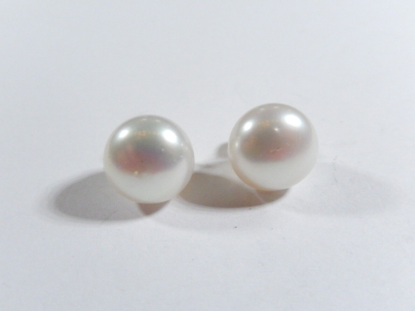 *NEW*  14K Yellow Gold 11mm Button Sea Pearl Round  Stud Earrings