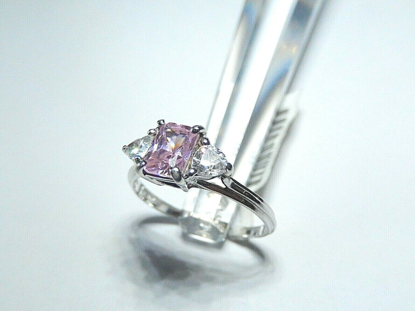 *NWT* 10K WHITE GOLD 1.50CT  PINK SAPPHIRE & DIAMOND RING SIZE 9.5