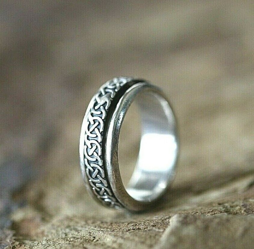 *VINTAGE*  Native American Sterling Silver Geometric Spinner Ring Size 10.5