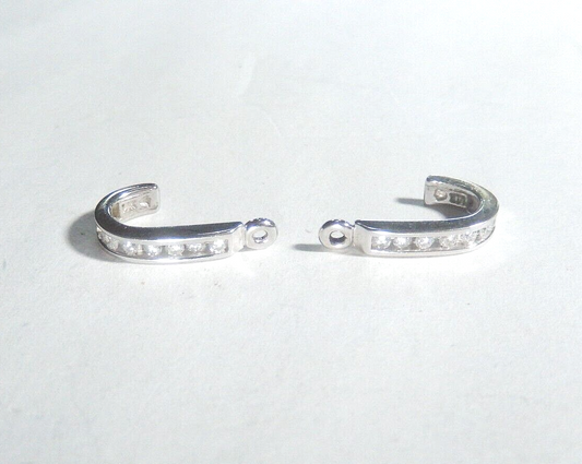 *VINTAGE* 14K White Gold .40CT Natural VS Diamond J-Hoop Earring Jackets