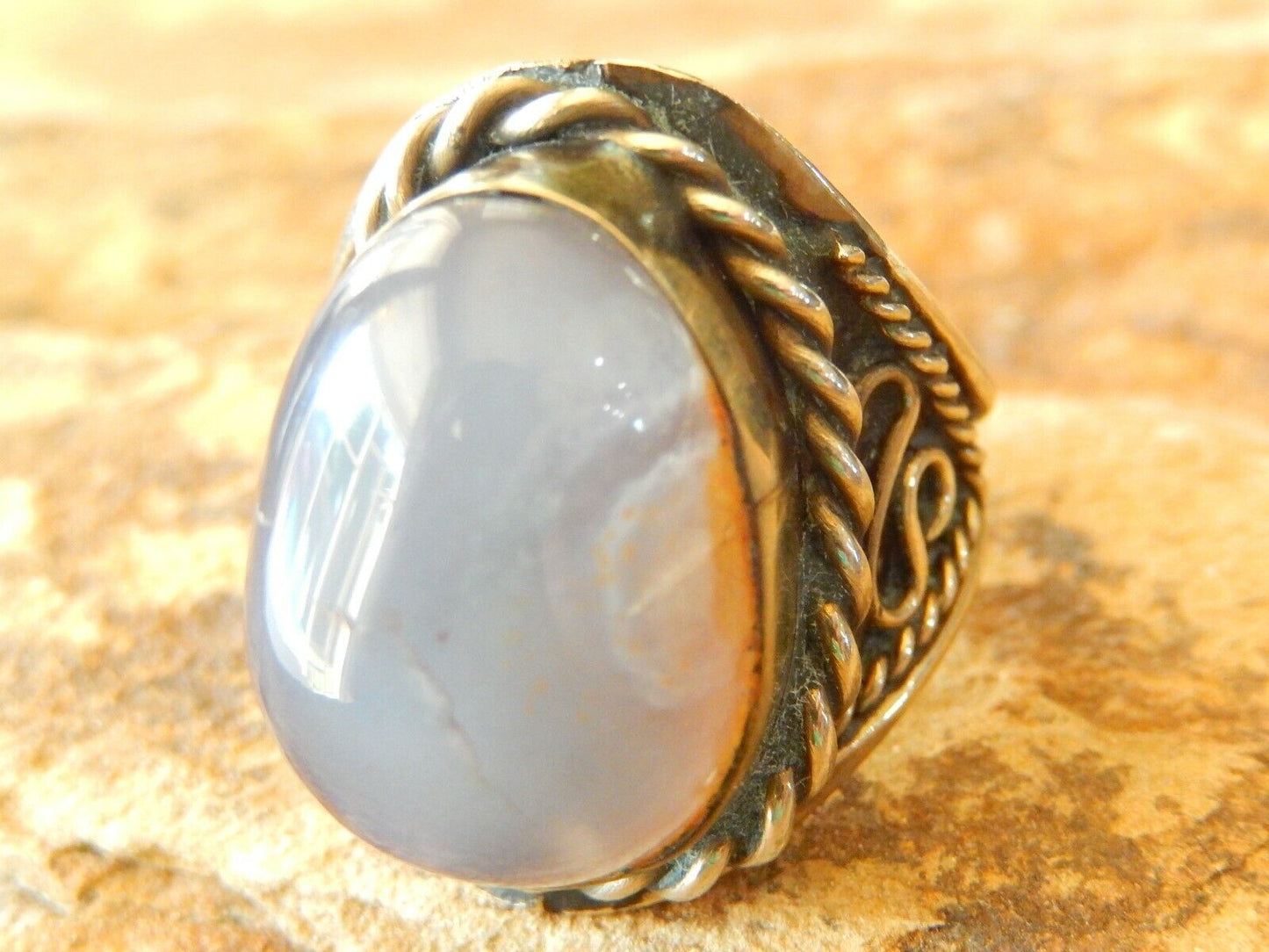 VINTAGE COIN SILVER AMETHYST RING ADJUSTABLE SIZE 8 - 13
