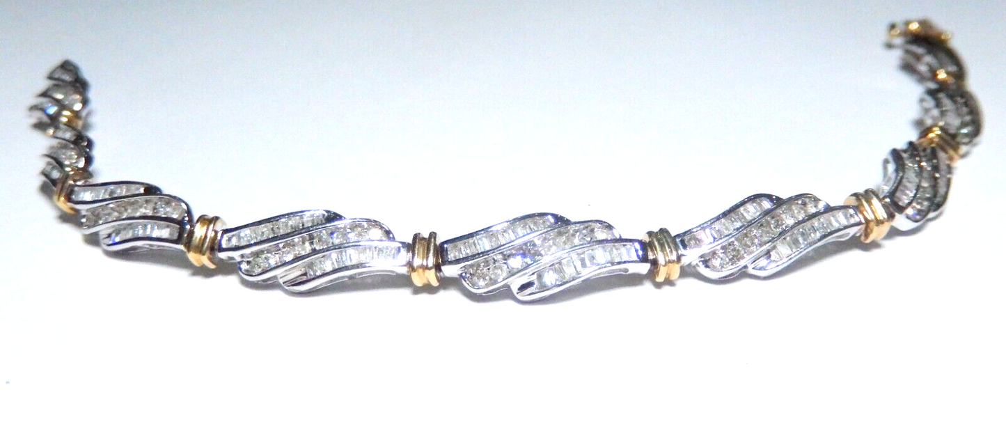 *VINTAGE*  10K Two-Tone Gold 2.00 Ct Natural Diamond  Bracelet 6.5"