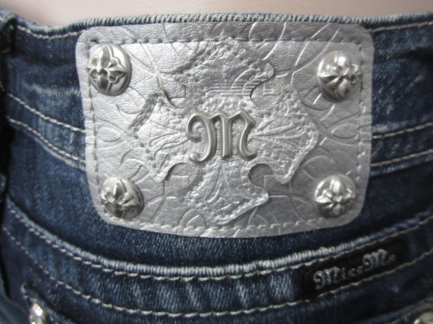 NWT Miss Me JP7250AK Crystal Turq/Blue Bling Crop Skinny Jeans Size W27 X L27