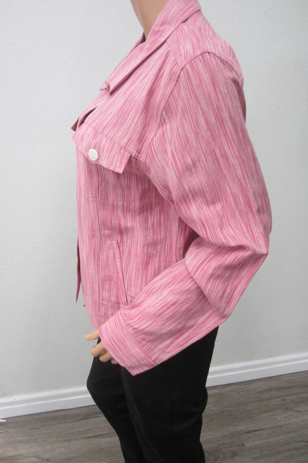 *NEW*   Womens Pretty Pink Striped Christopher & Banks Jacket Size XLarge