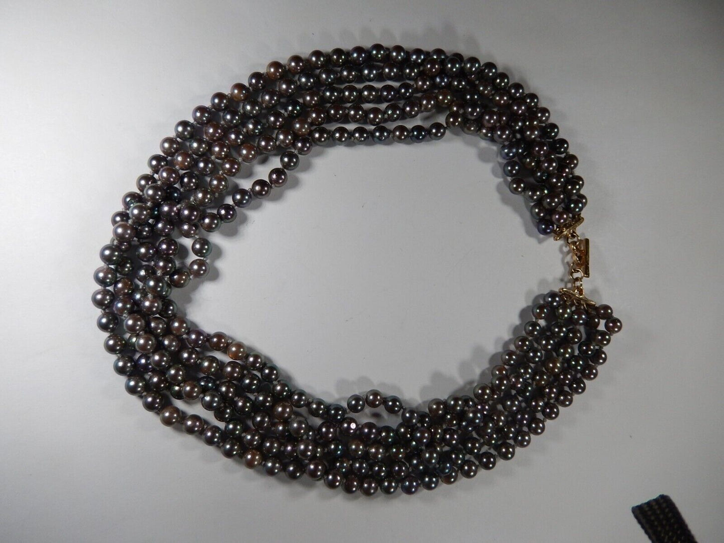 STUNNING - STATEMENT - Five  Strand  5.50mm Tahitian Pearl 16" Necklace