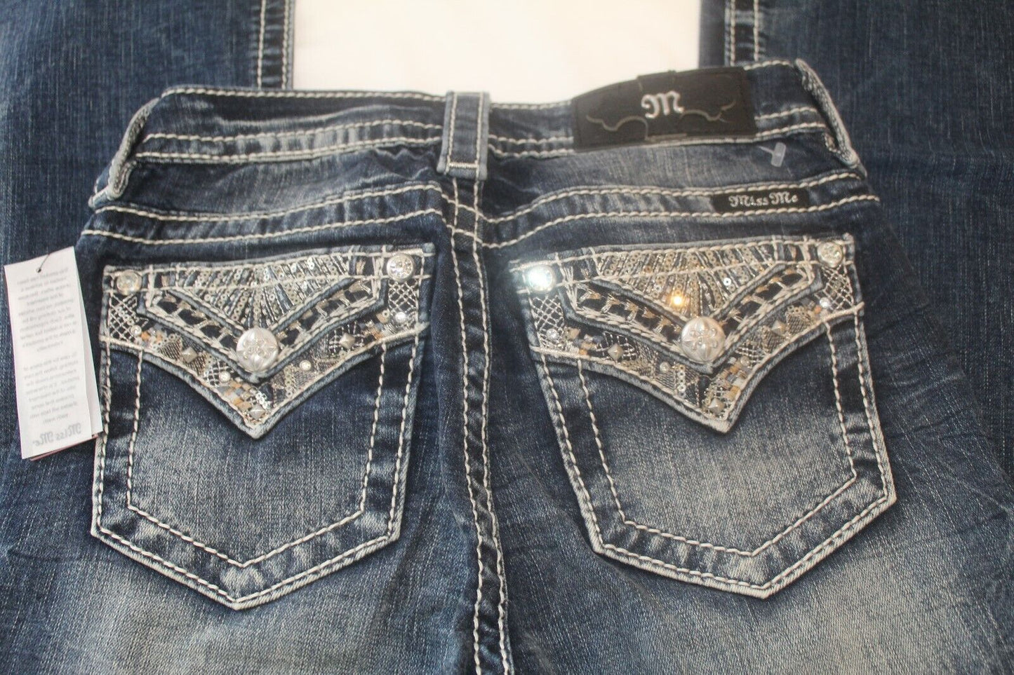 *NWT* $109. MISS ME WOMEN CHLOE BOOT EMBELLISHED JEANS SIZE 26 x 34