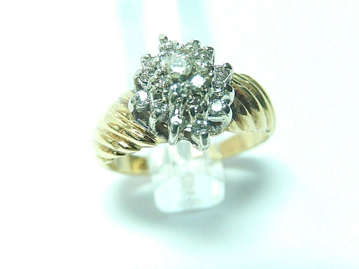 *VINTAGE*  14K Yellow Gold 1/3 ct. tw. Natural Diamond Cluster Ring Size 5.75
