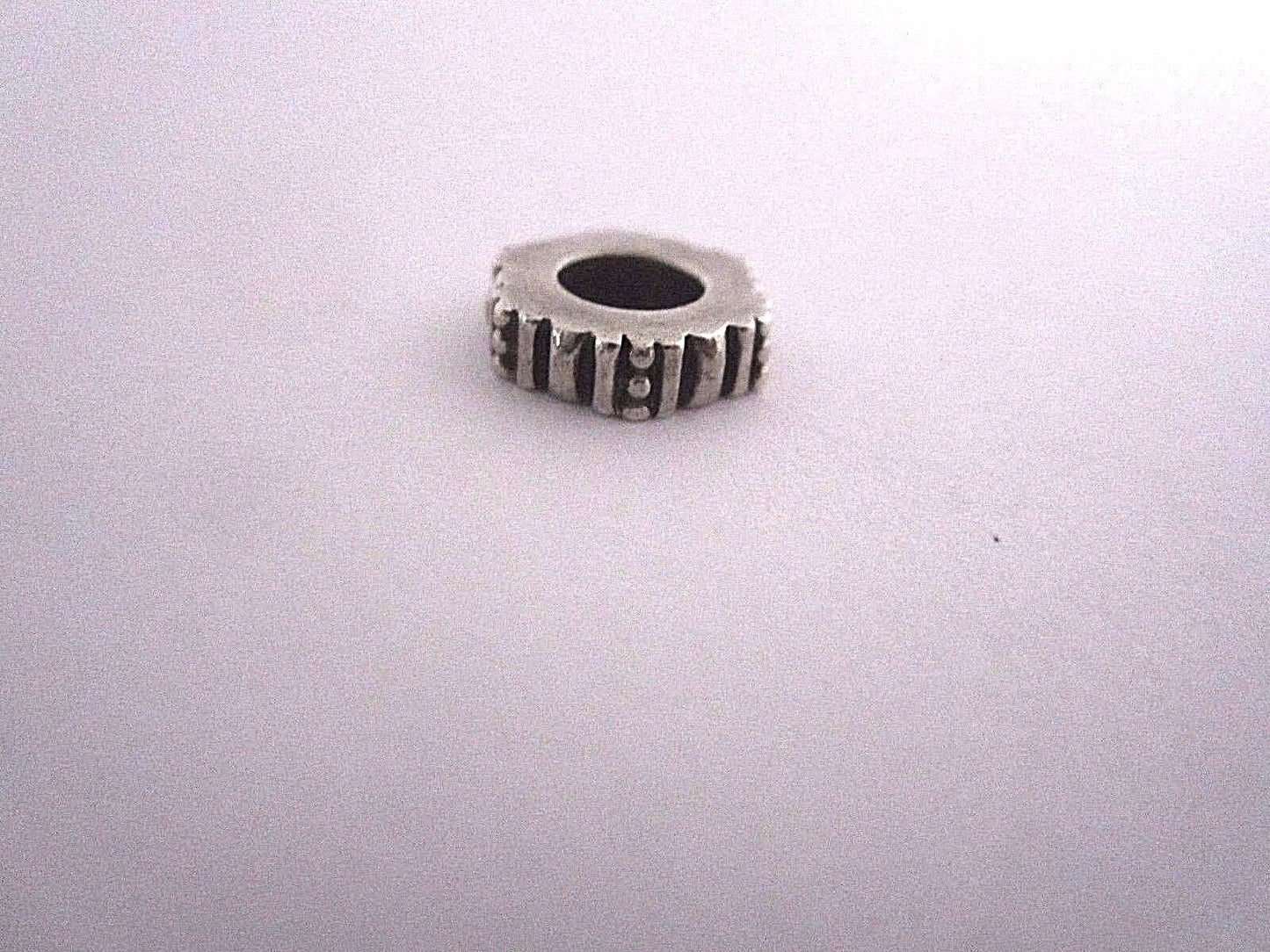 Authentic Pandora SSilver Retired 'RIDGED HEXAGON ' Spacer Charm Bead 4Bracelet