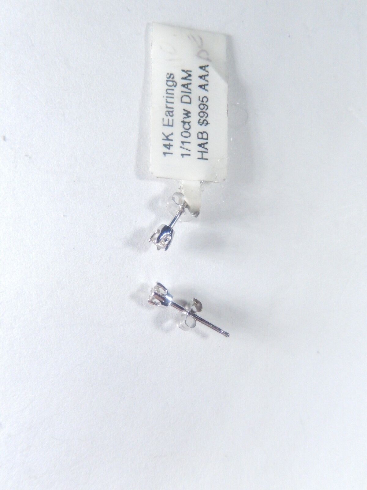 14K White Gold  1/10 CT  Natural  Diamond April Birthstone Stud Earrings