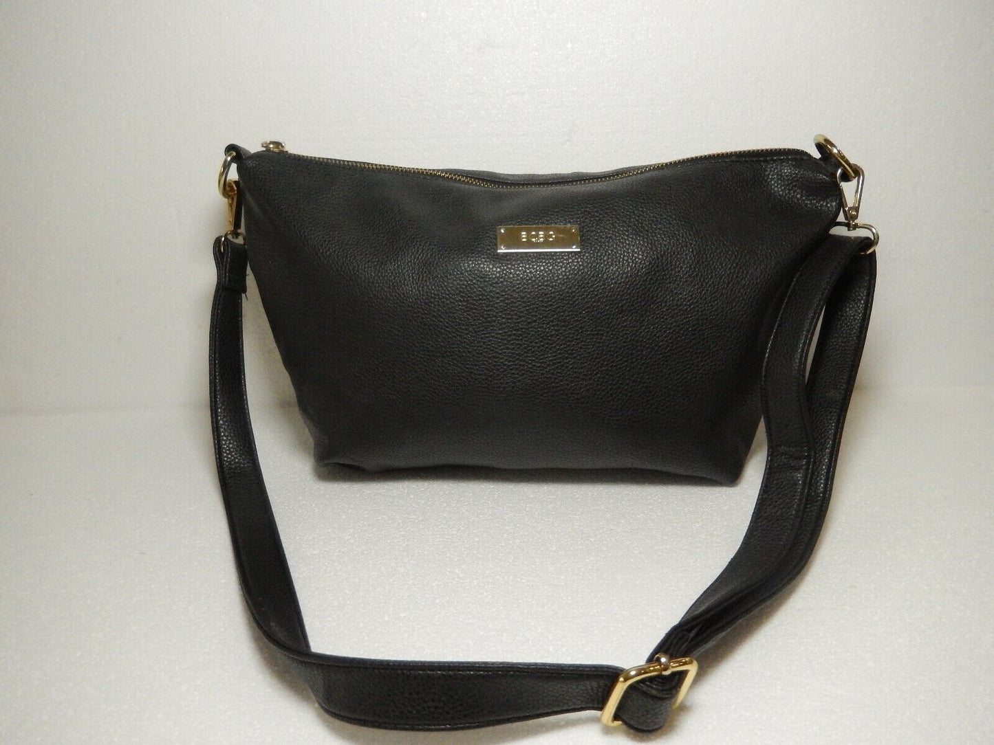 BCBG Paris Black Pebbled Handbag with Long Shoulder Adjustable Strap