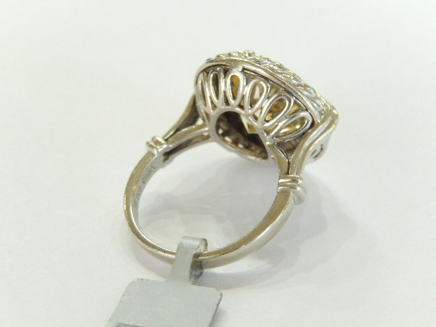 *VINTAGE* LARGE  Sterling Silver 925 Size 8.5 Yellow Clear CZ Ring
