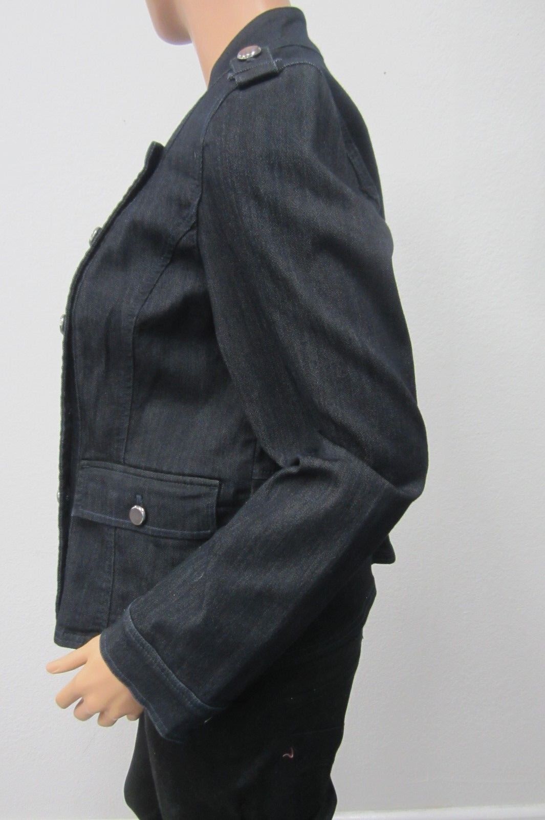 RARE *NWT* $129.00  Chico's Blue Jean Military Denim Dark Jacket  Size 1