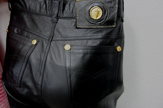 ISABELLA SOLE   Woman's Real Black Genuine Leather Pants Size 8 x 30"L