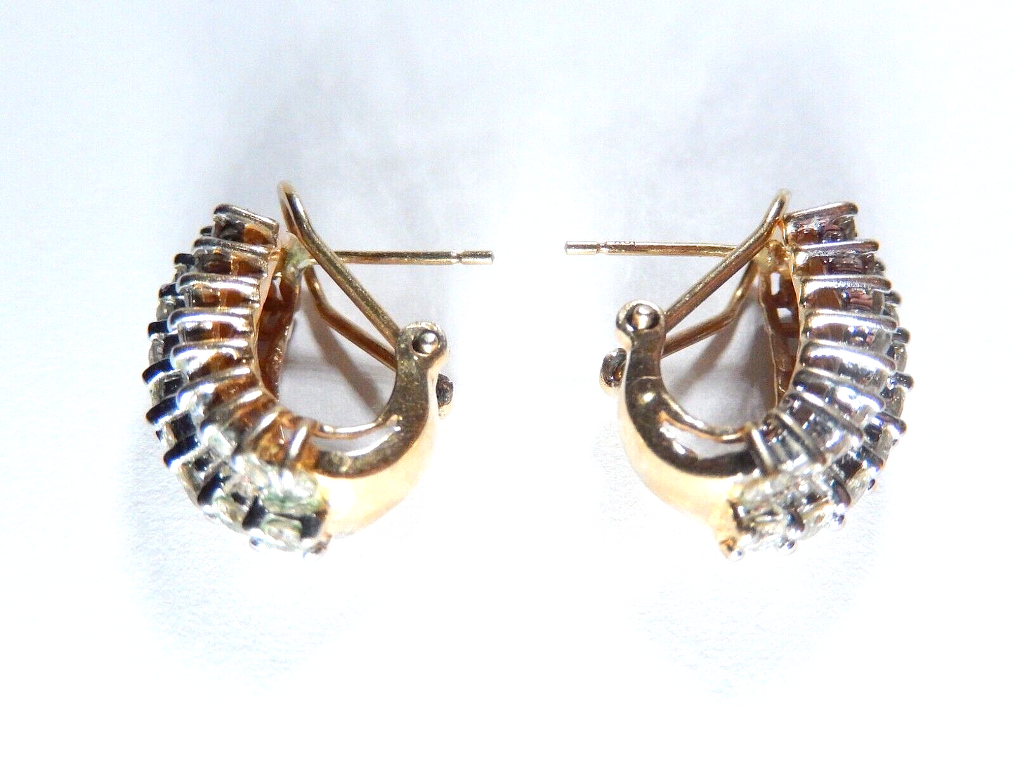 10K Yellow Gold 2.00 CT Natural  Diamond Hoop French Clip Modernist Earrings