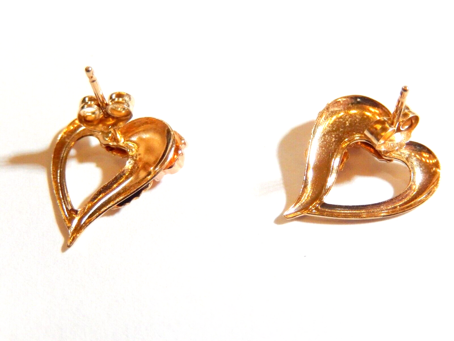10k Tri-color Black Hills Gold Heart Post Earrings