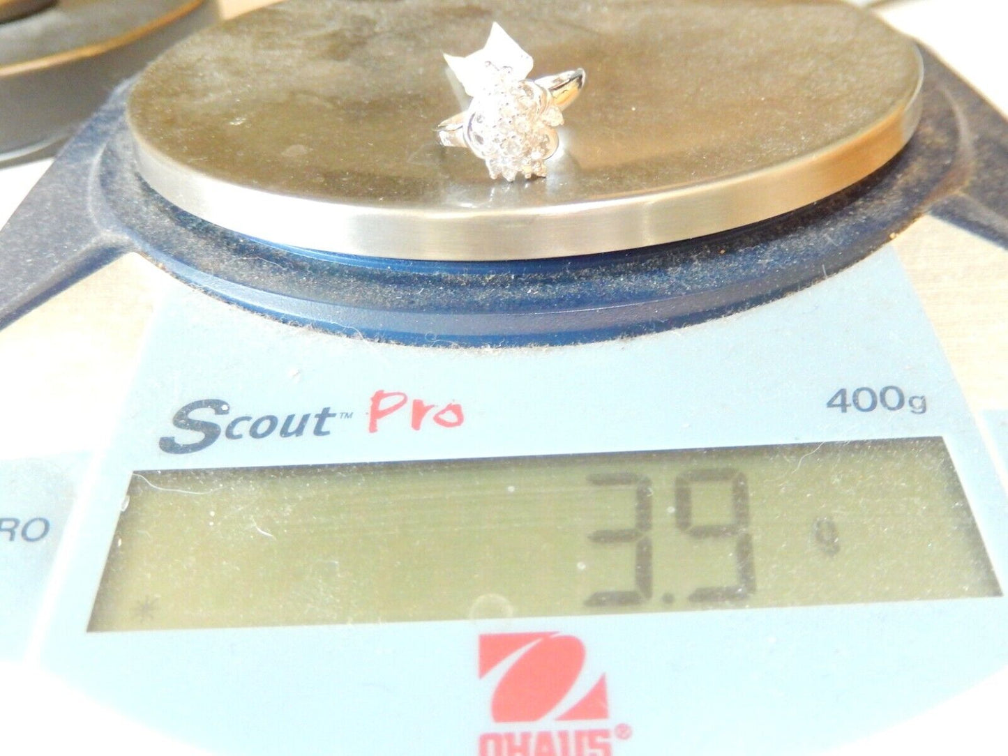 *VINTAGE*   14k White Gold Round .50CT Natural Diamond Cocktail Ring Size 7.5