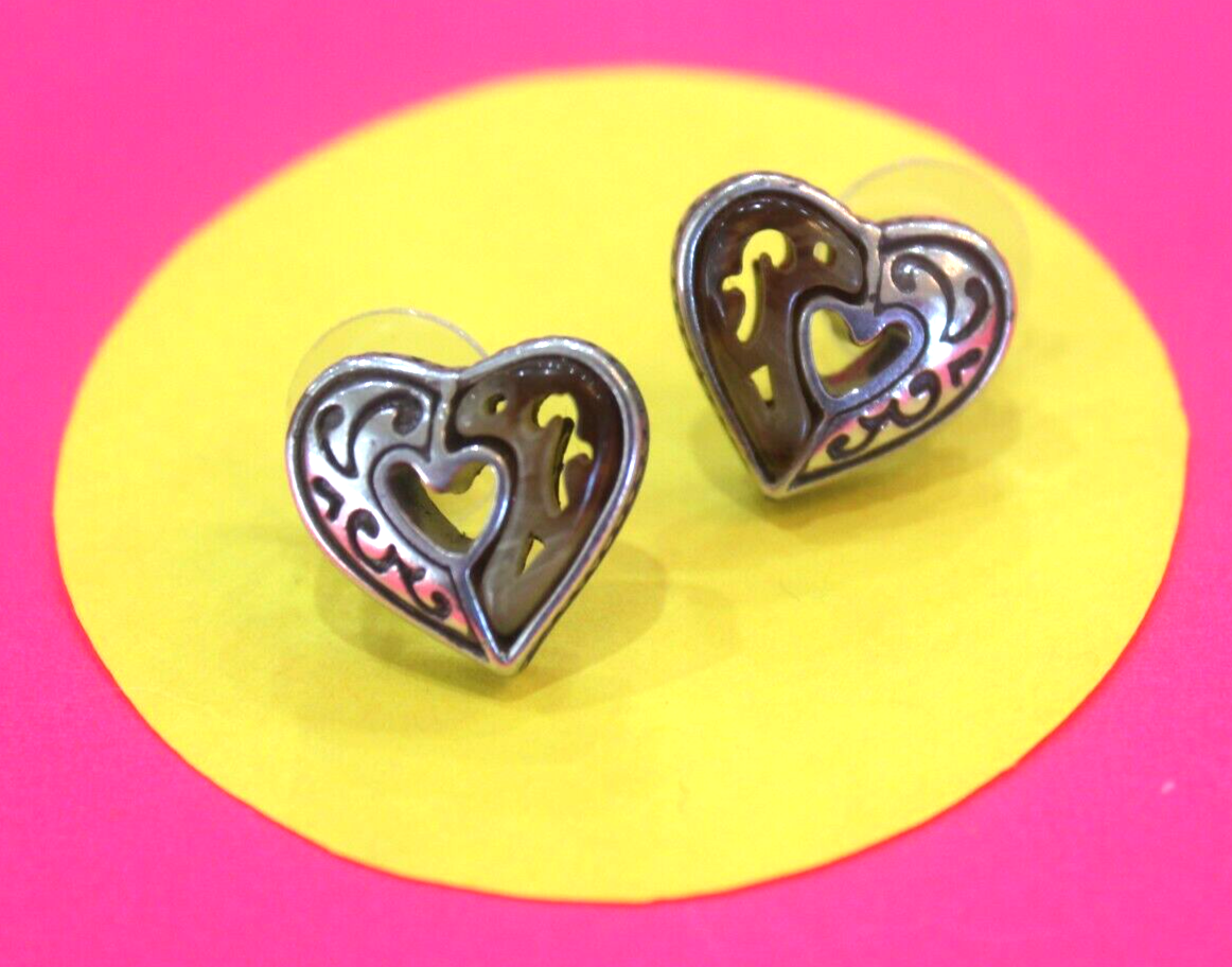 RETIRED Brighton Gemstone Silver Heart Post Earrings