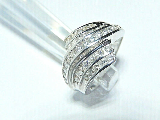 *NWT* 14K White Gold 2/3CT VS Natural Diamond Bypass Ladies Ring  Size 7.75