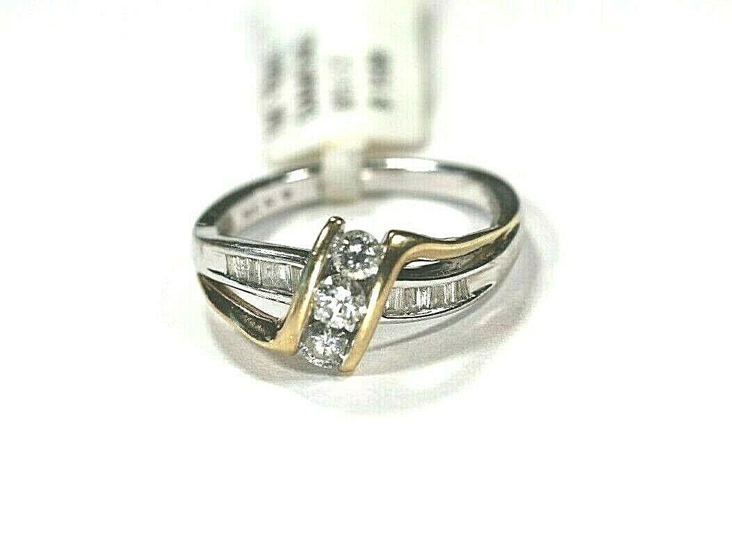 *VINTAGE* 10k Solid Yellow & White Gold Diamond  Wedding Ring Size 7.5